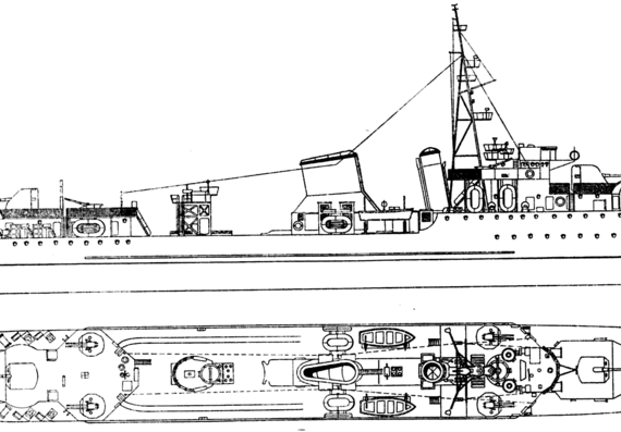 Эсминец ORP Burza 1943 [Destroyer] - чертежи, габариты, рисунки